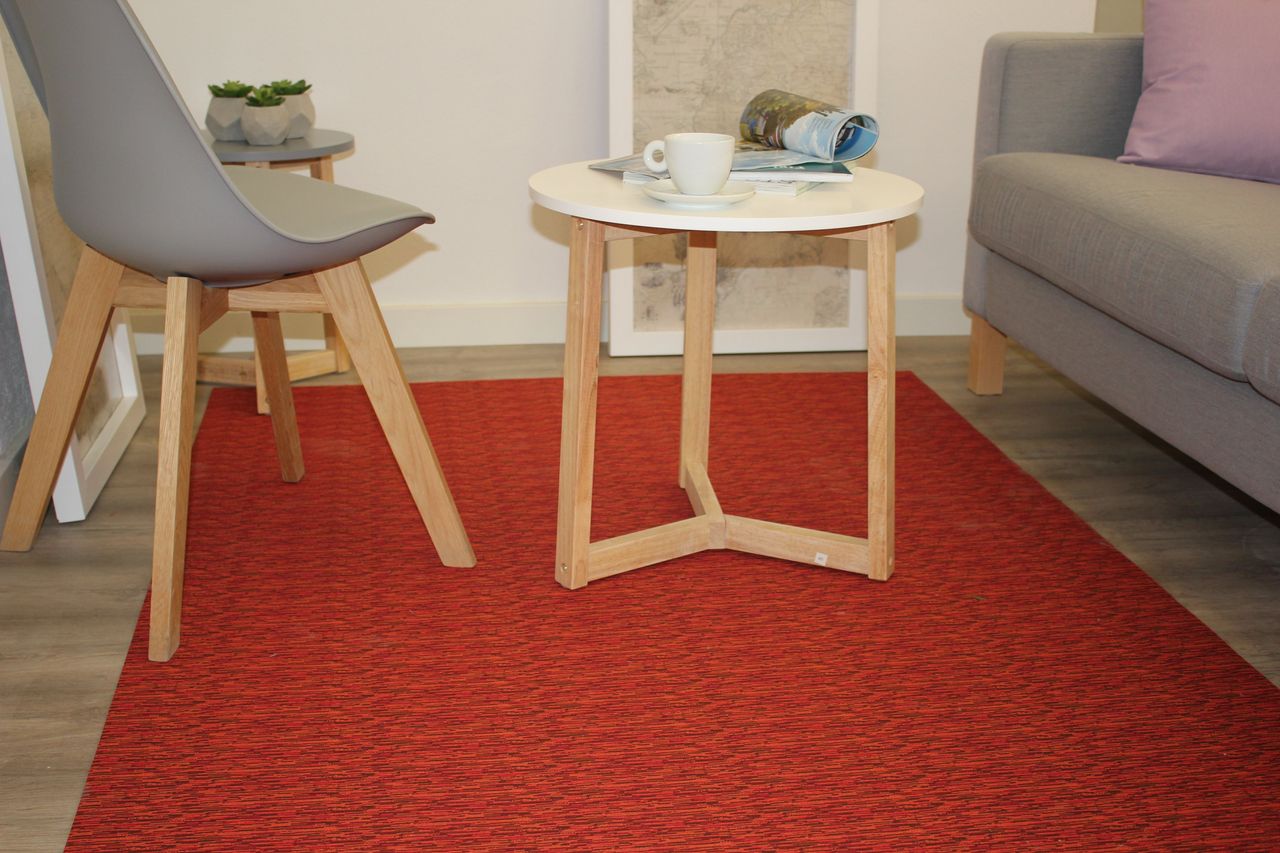 Schütte Peyer Syntex Mira Jacquard Teppich Uni Farbe Rot 138 x 220 cm