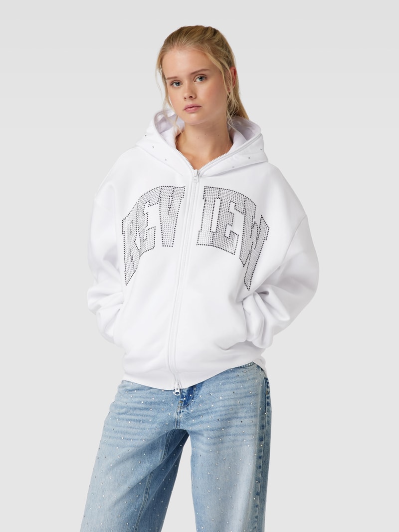 Sweatjacke mit Label-Detail in weiß