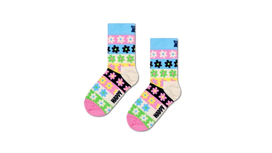 Happy Socks Kinder Socken Kids Flower Stripe Light Blue