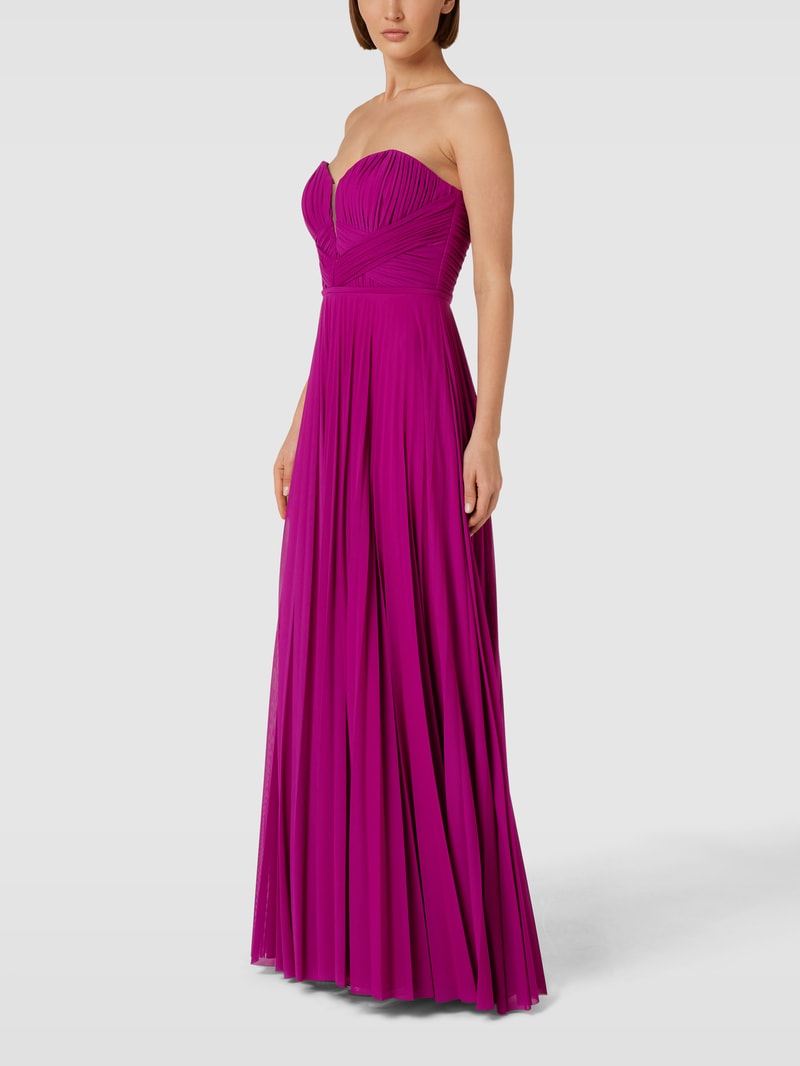Abendkleid mit Plisseefalten in fuchsia