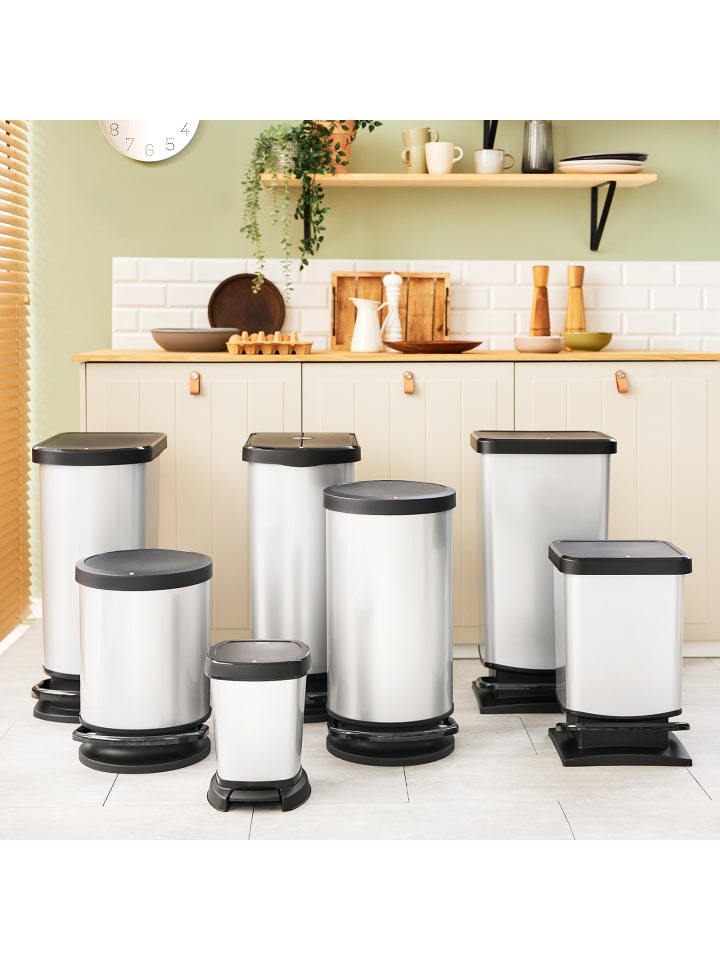 Rotho Paso Mülleimer 50l mit Deckel, Kunststoff (PP) in Carbon metallic günstig kaufen onesize