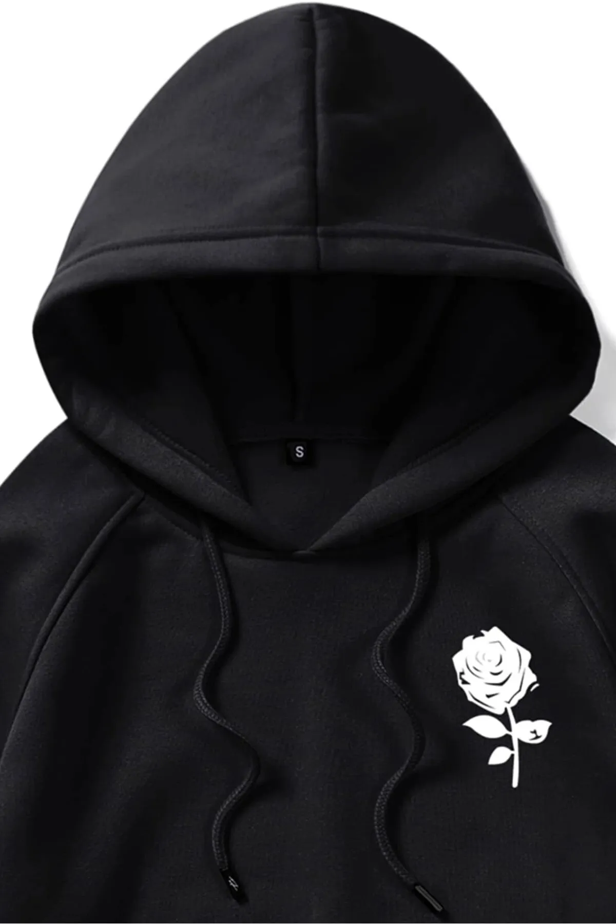 MODAGEN  Unisex-Sweatshirt in Schwarz mit Rosendetails auf der linken Brust