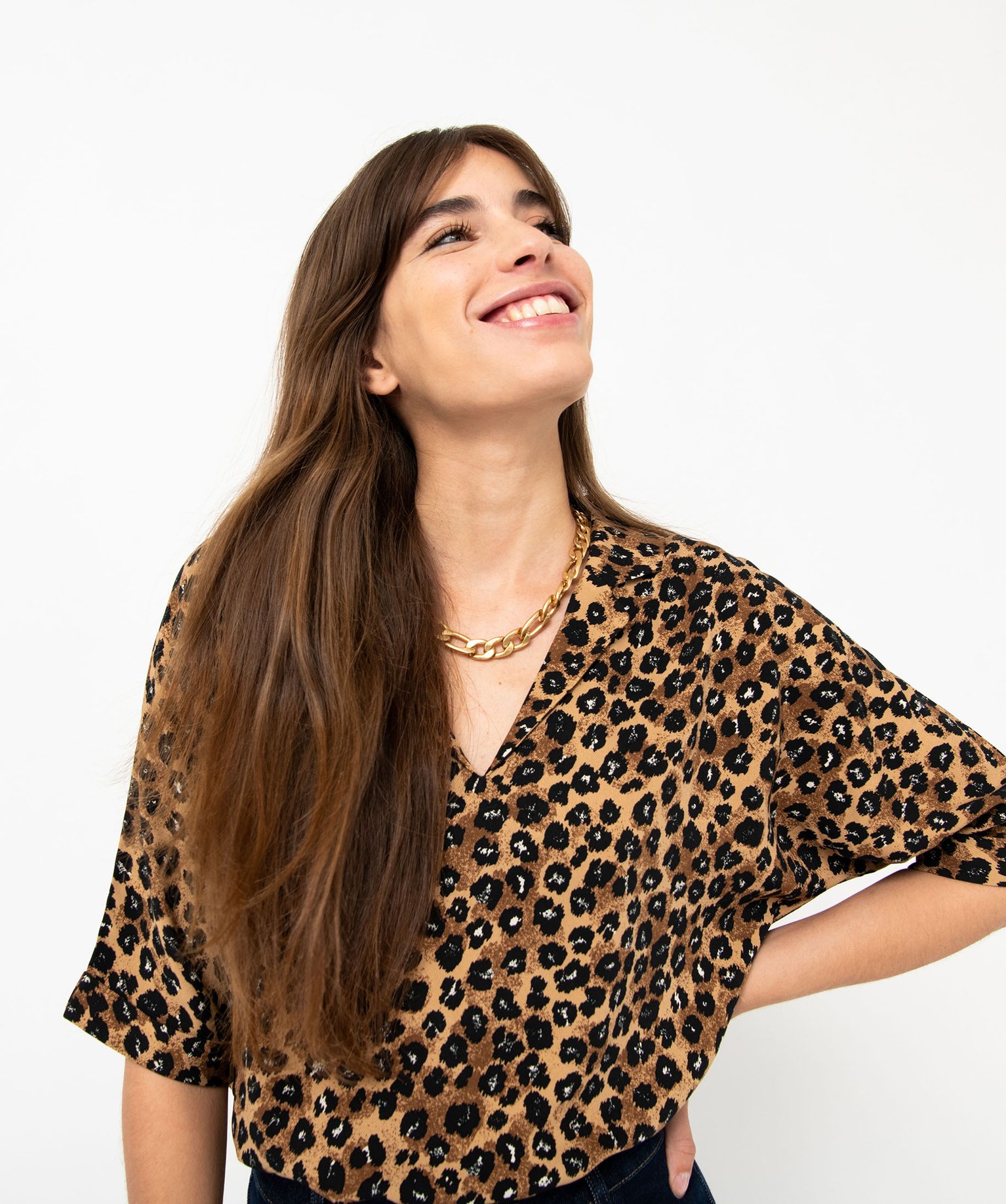 Blouse imprimée ample à manches chauve-souris femme imprime | GEMO