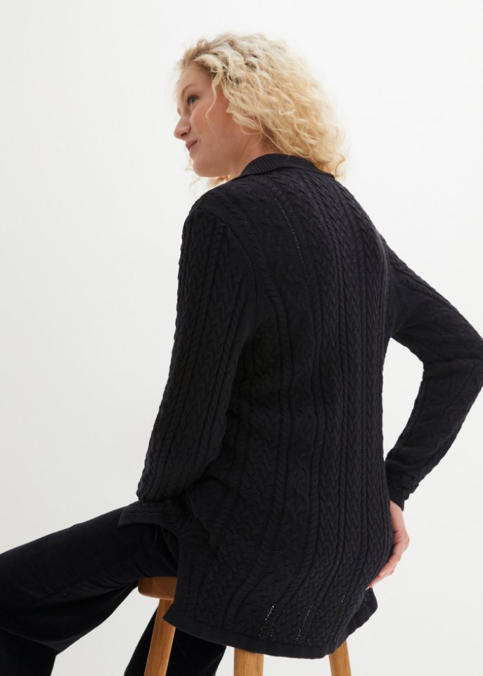 Weiter Baumwoll-Pullover mit Polokragen