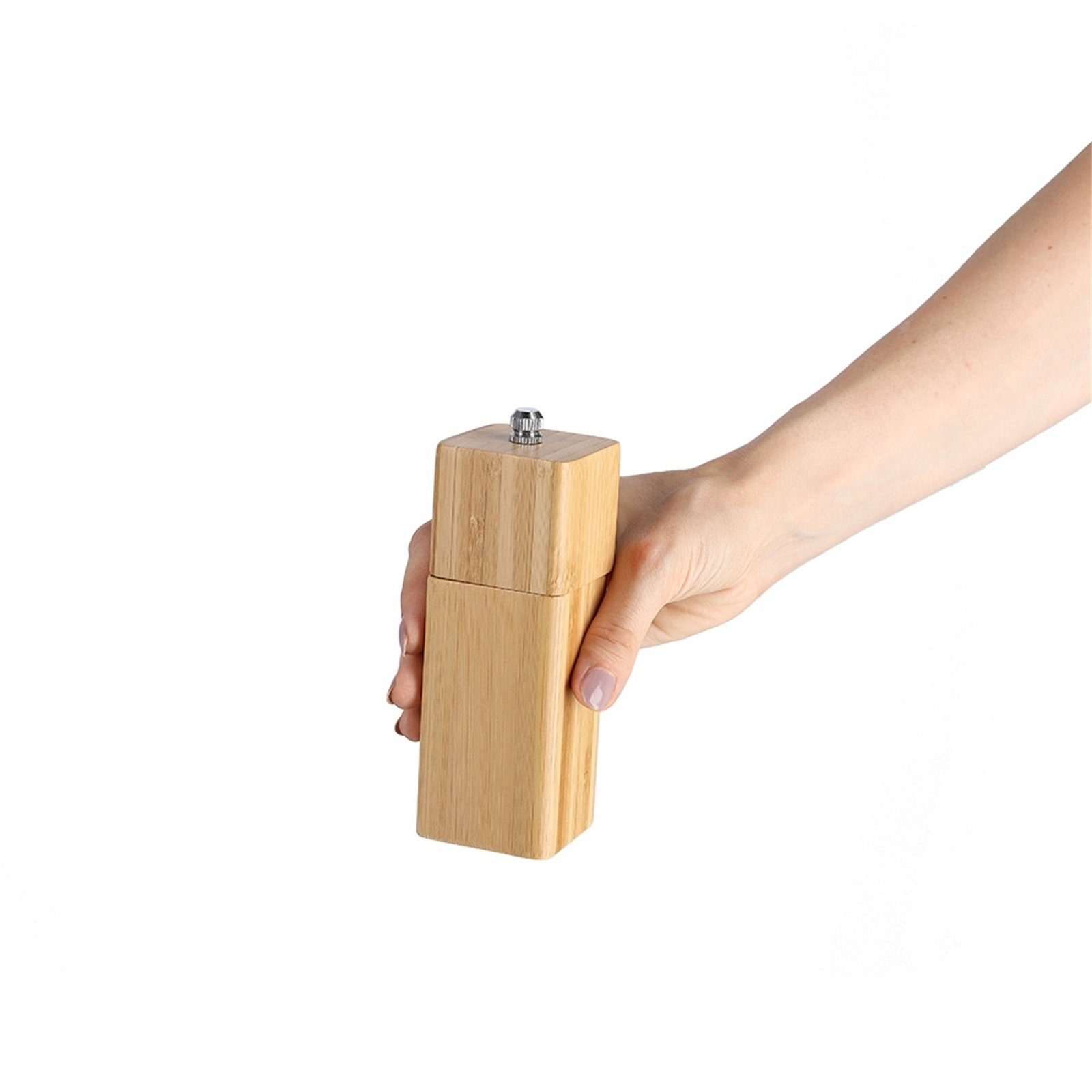 Neuetischkultur Salzmühle Salz- oder Pfeffermühle Holz eckig 14,7 cm, (1 Stück), Gewürzmühle