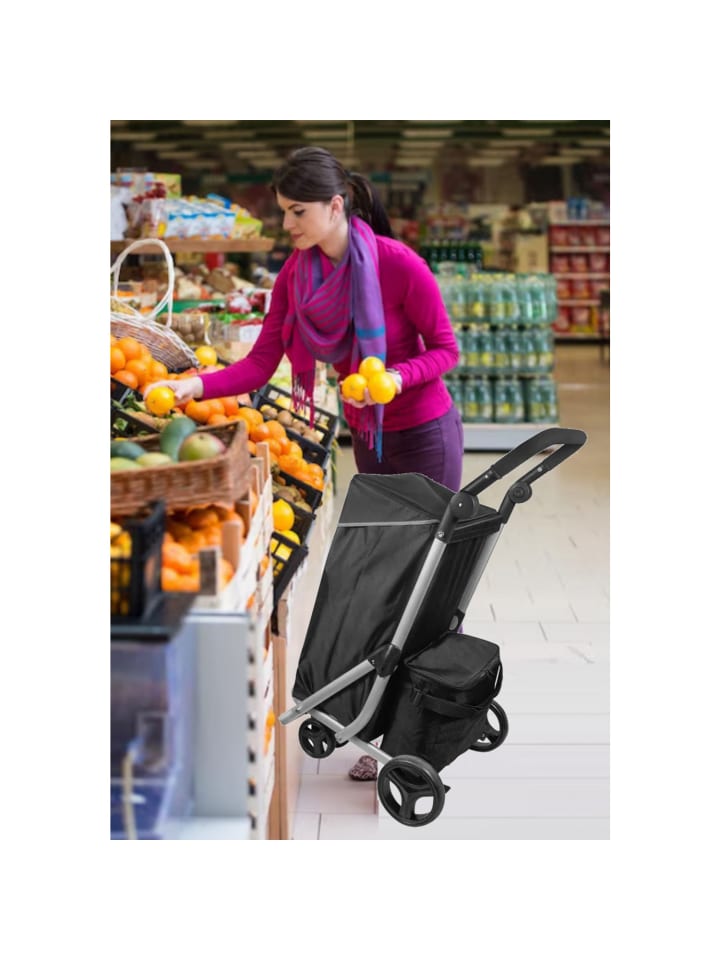 Cheffinger 48 L Einkaufswagen   12 L Kühltasche Einkauf Trolley Trolley in Schwarz günstig kaufen onesize