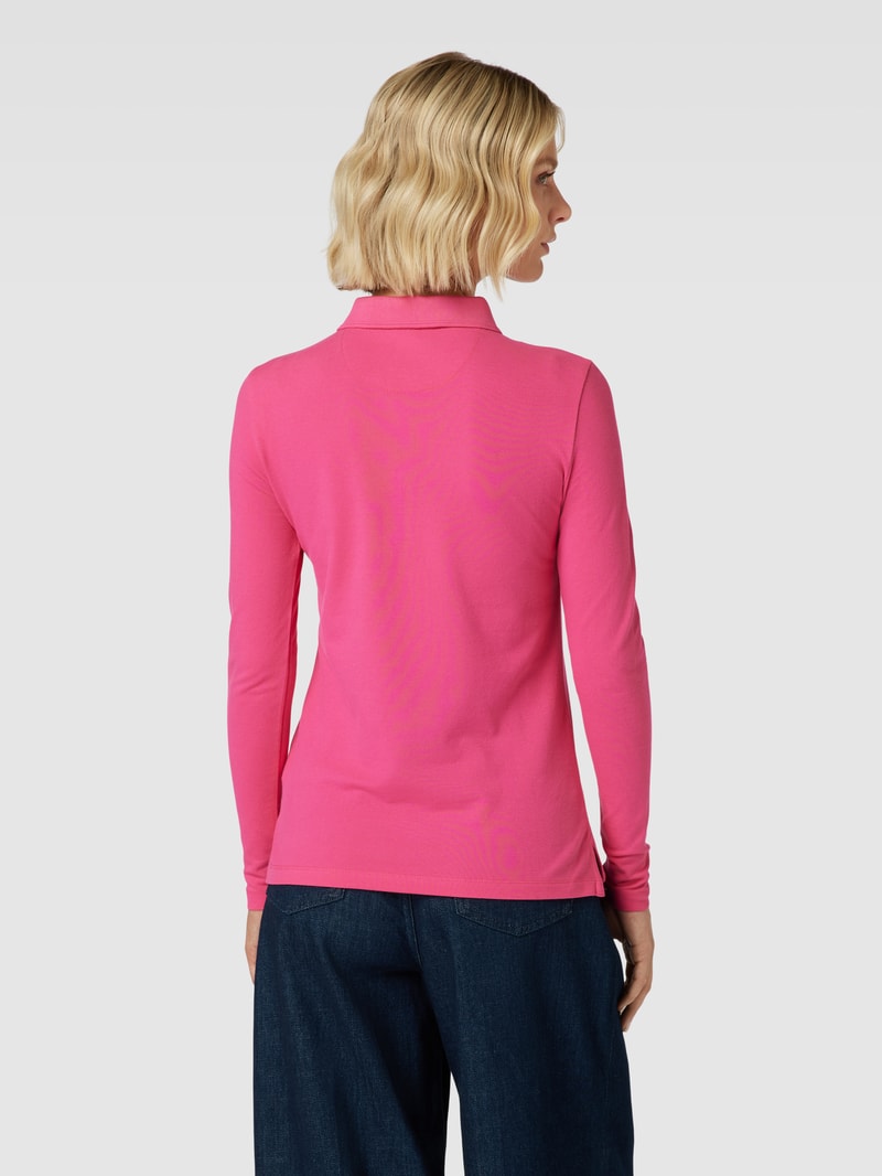 Longsleeve mit Polokragen in fuchsia