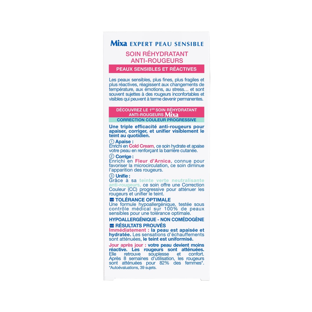 mixa Expert Peau Sensible Soin Réhydratant Anti-Rougeurs CC Crème