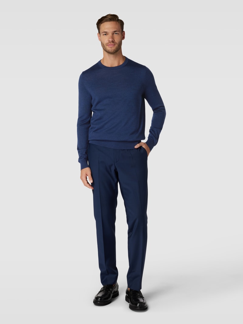 Longsleeve aus Woll-Mix in dunkelblau meliert