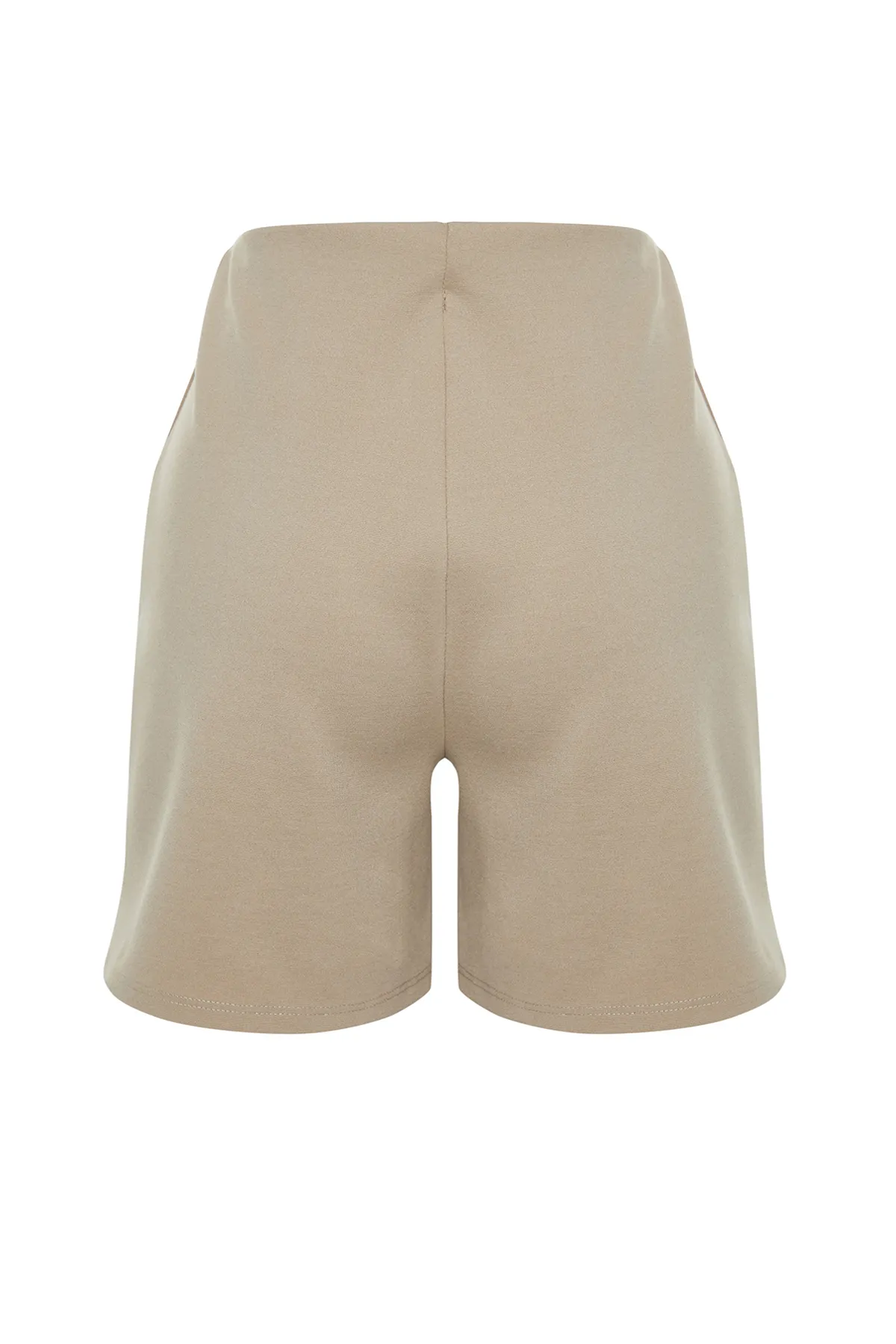 Trendyol Collection  Smarte Interlock-Shorts mit hoher Taille und goldenen Knöpfen in Nerz und Bermuda TWOSS23SR00116