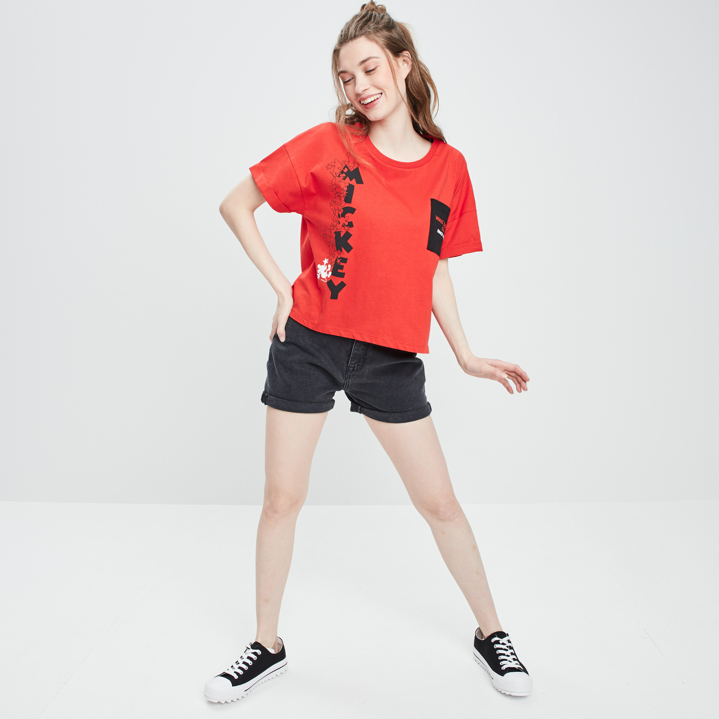 Short mom en jean denim noir femme | La Halle