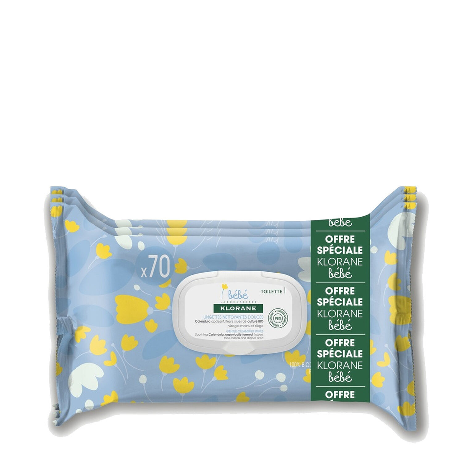 Klorane Lingettes Nettoyantes Bébé Au Calendula - 3x70 lingettes