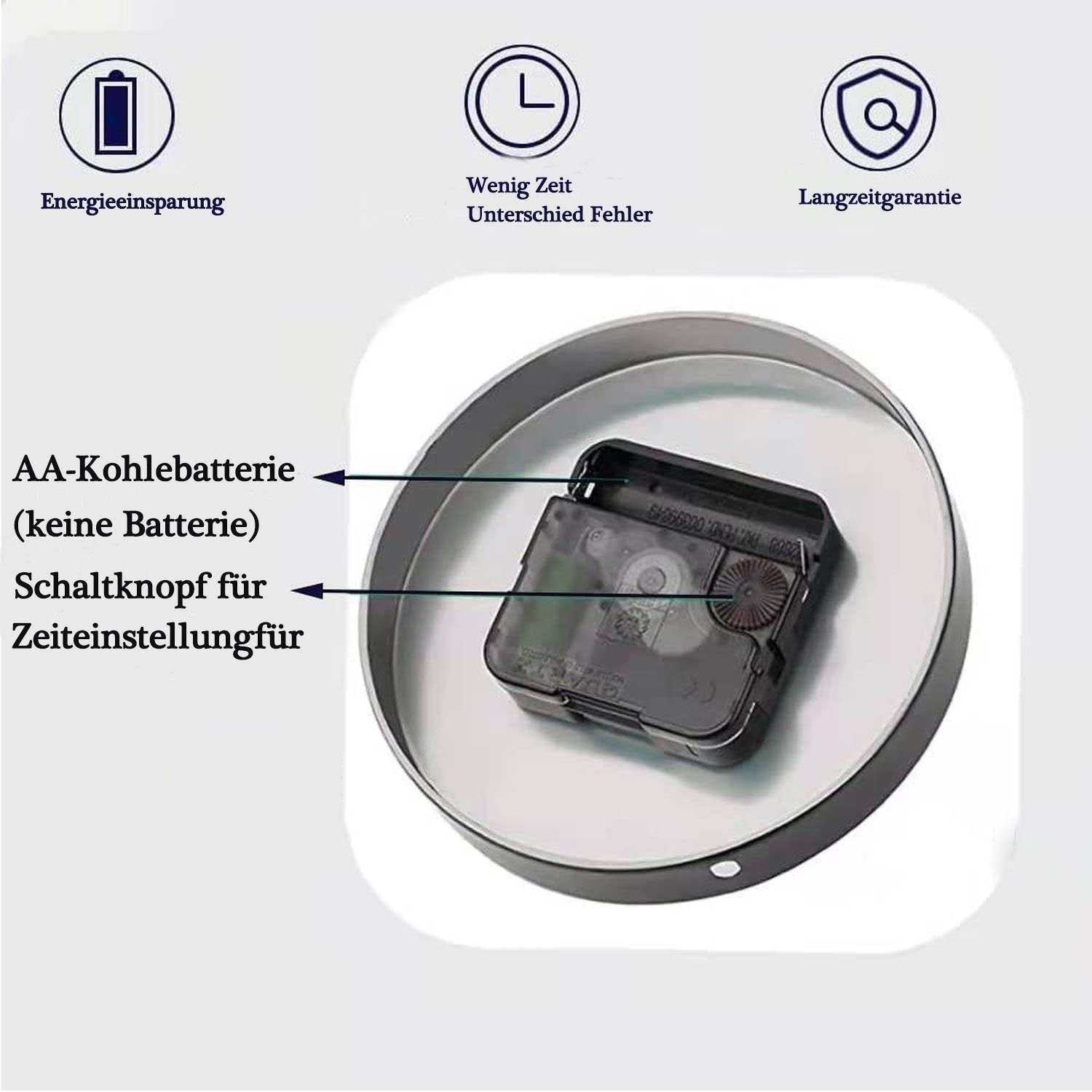 zggzerg Wanduhr Rahmenlose 3D DIY Wanduhr XXL Stumm Spiegel Aufkleber Home Dekoration