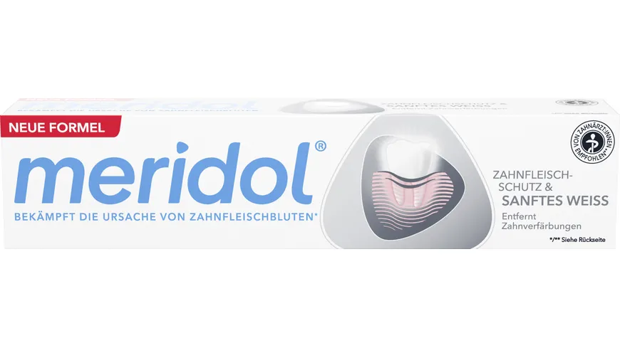 meridol Zahnpasta Sanftes Weiss - Zahncreme schützt vor Zahnfleischentzündungen, für natürlich weiße Zähne 75 ml