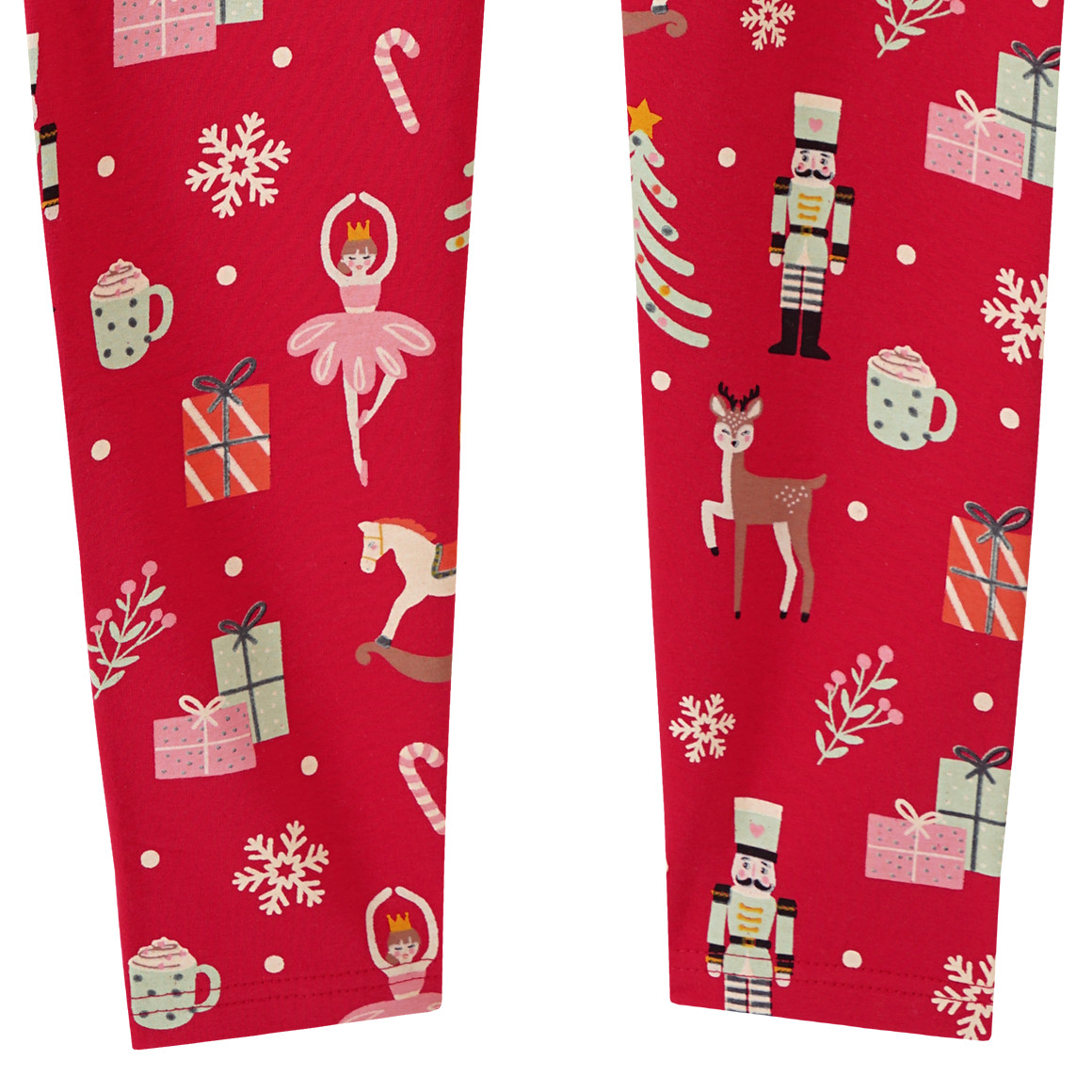 Mädchen Weihnachtsleggings mit bunten Motiven rot
