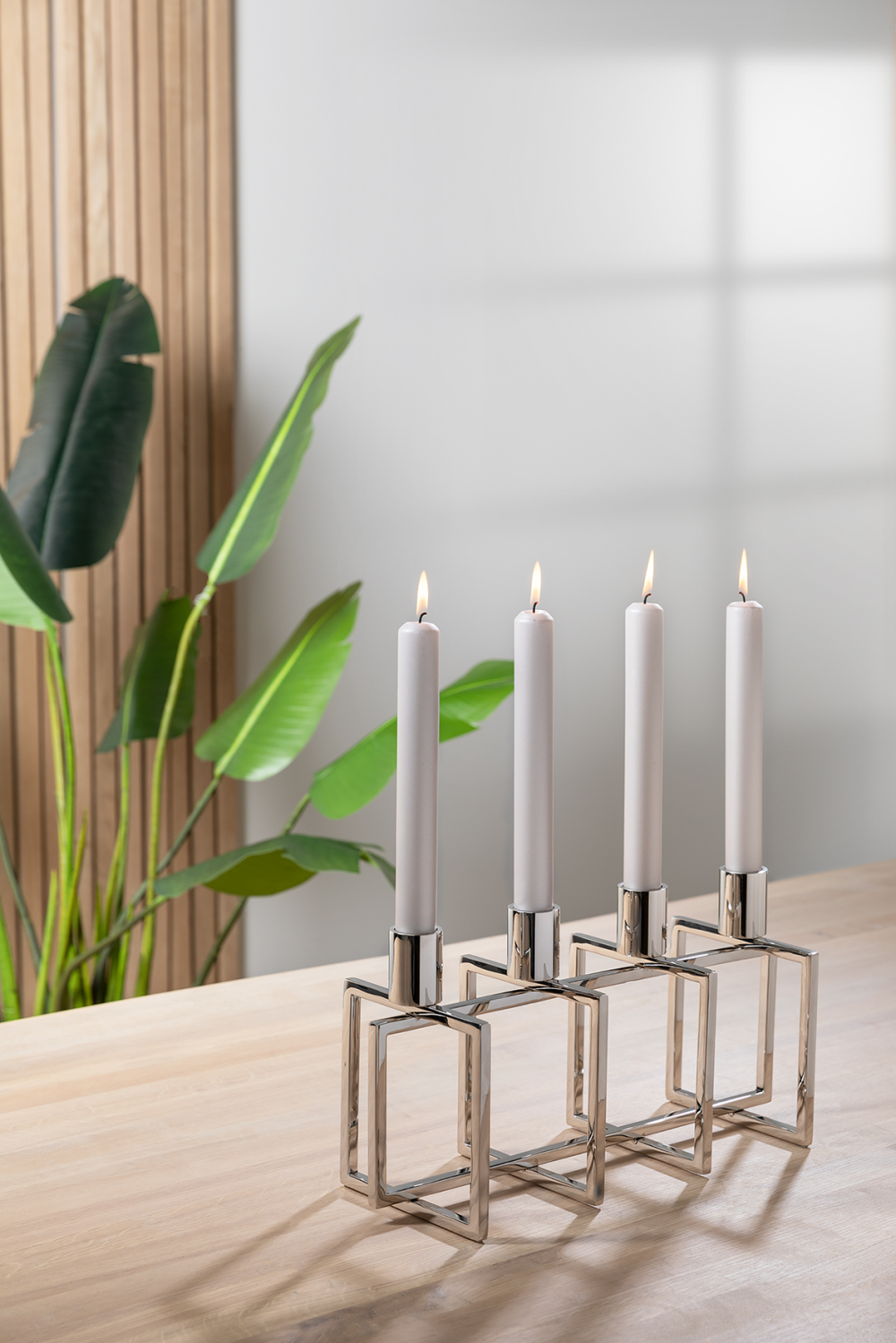 Stabkerze Candle grau metallic