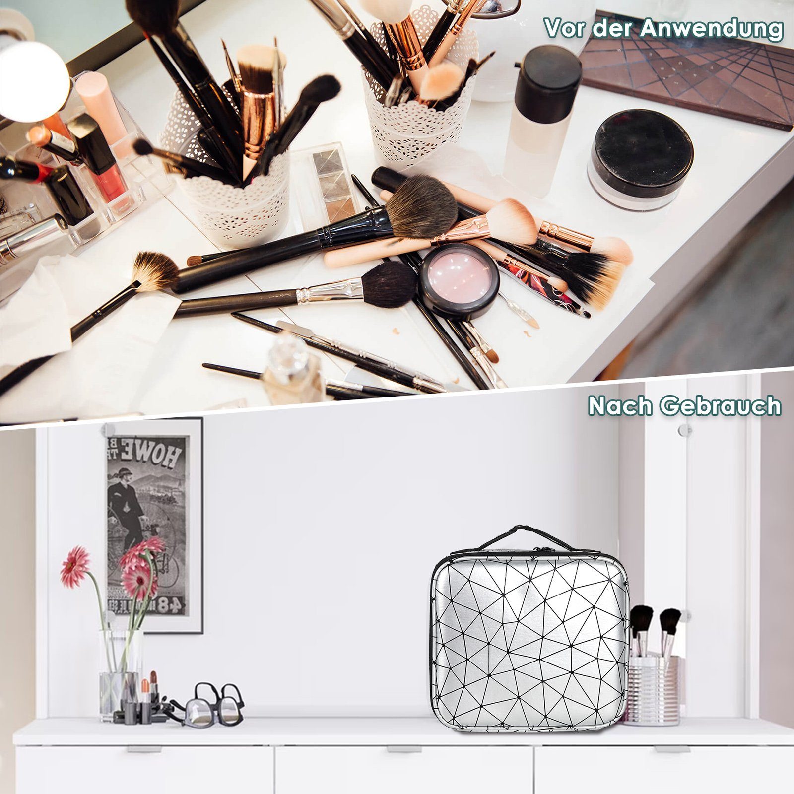 CALIYO Kosmetik-Koffer Kosmetiktasche Portable Reise Make Up Tasche,Makeup Organizer Tasche, Kosmetische Box Wasserdicht Schminktasche Train Case Diamantformmuster