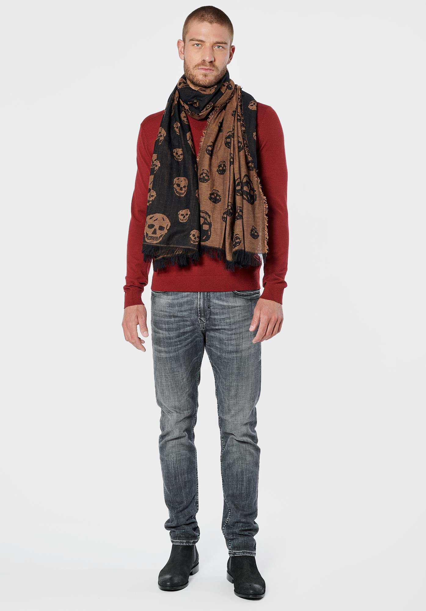 VULL   Cheche marron et noir homme 100% coton