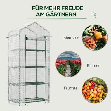 Outsunny Foliengewächshaus inklusive Regalen, wetterbeständig, aufrollbare Tür, BxTxH: 50 x 70 x 160 cm, Set 1-St., Foliengewächshaus, mit 4 Regalfächern