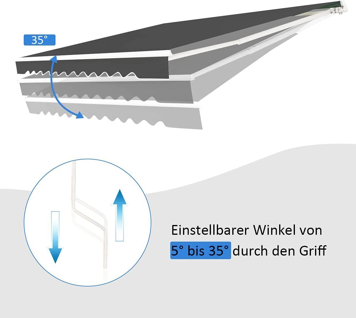 KOMFOTTEU Markise Sonnenschutz mit Einstellbarem Winkel (2,5x2m)