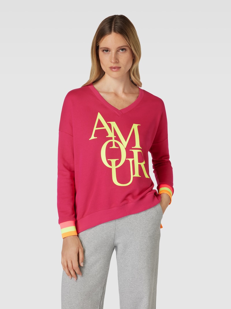 Sweatshirt mit Statement-Print in fuchsia