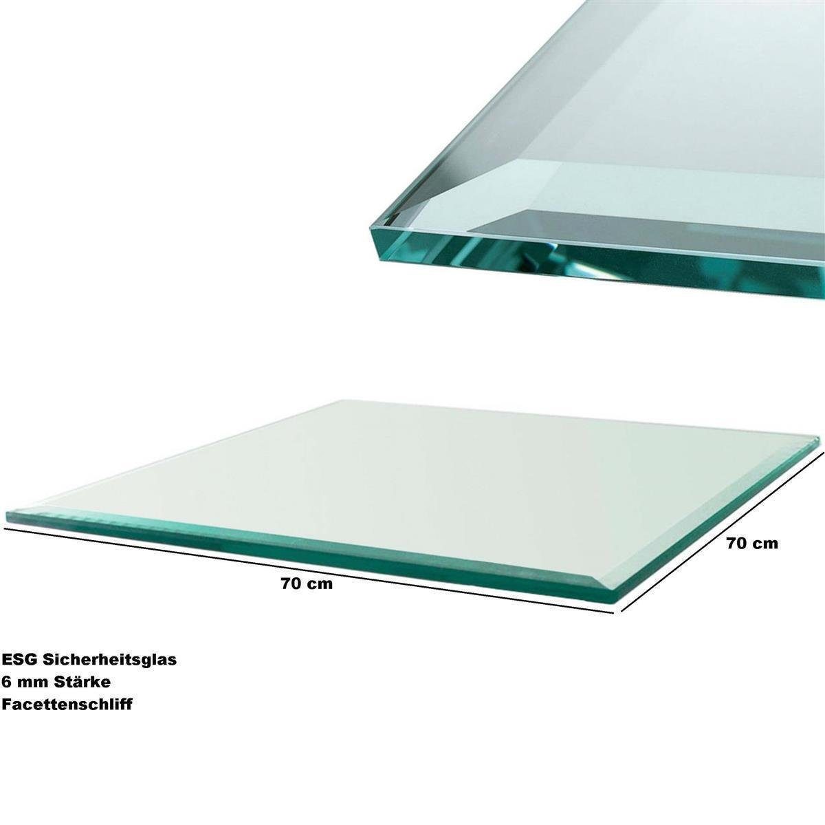 HOOZ Tischplatte Glasplatte Ø60x0,6 cm mit Facettenschliff - schwarz, rund