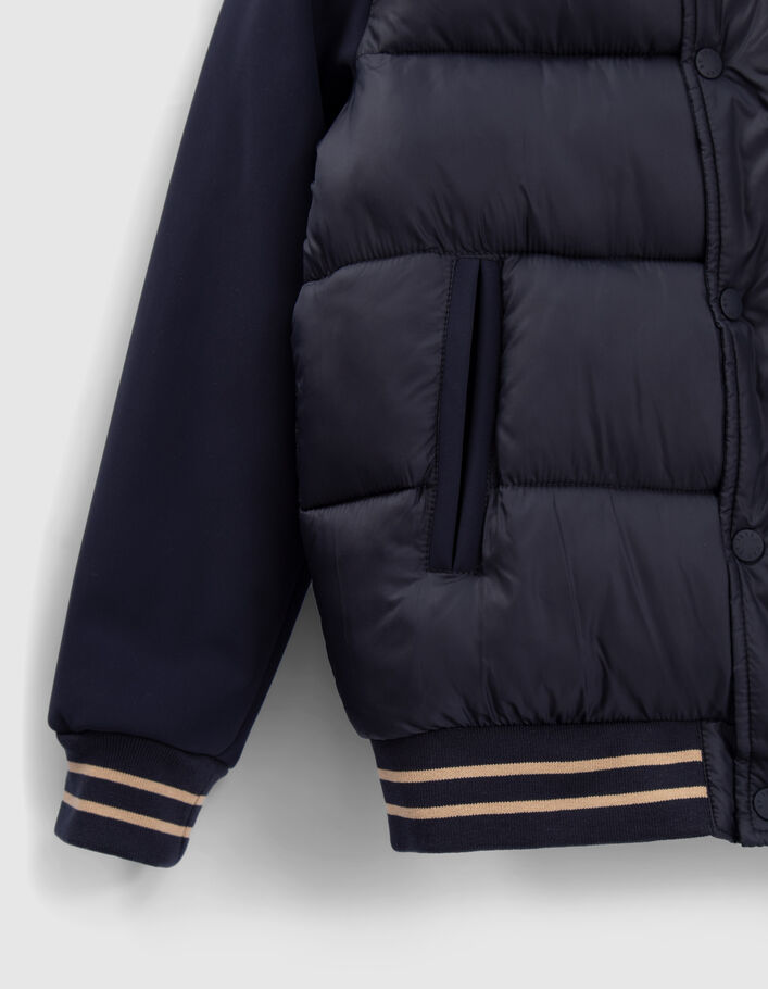 Doudoune marine bi-matière esprit teddy garçon
