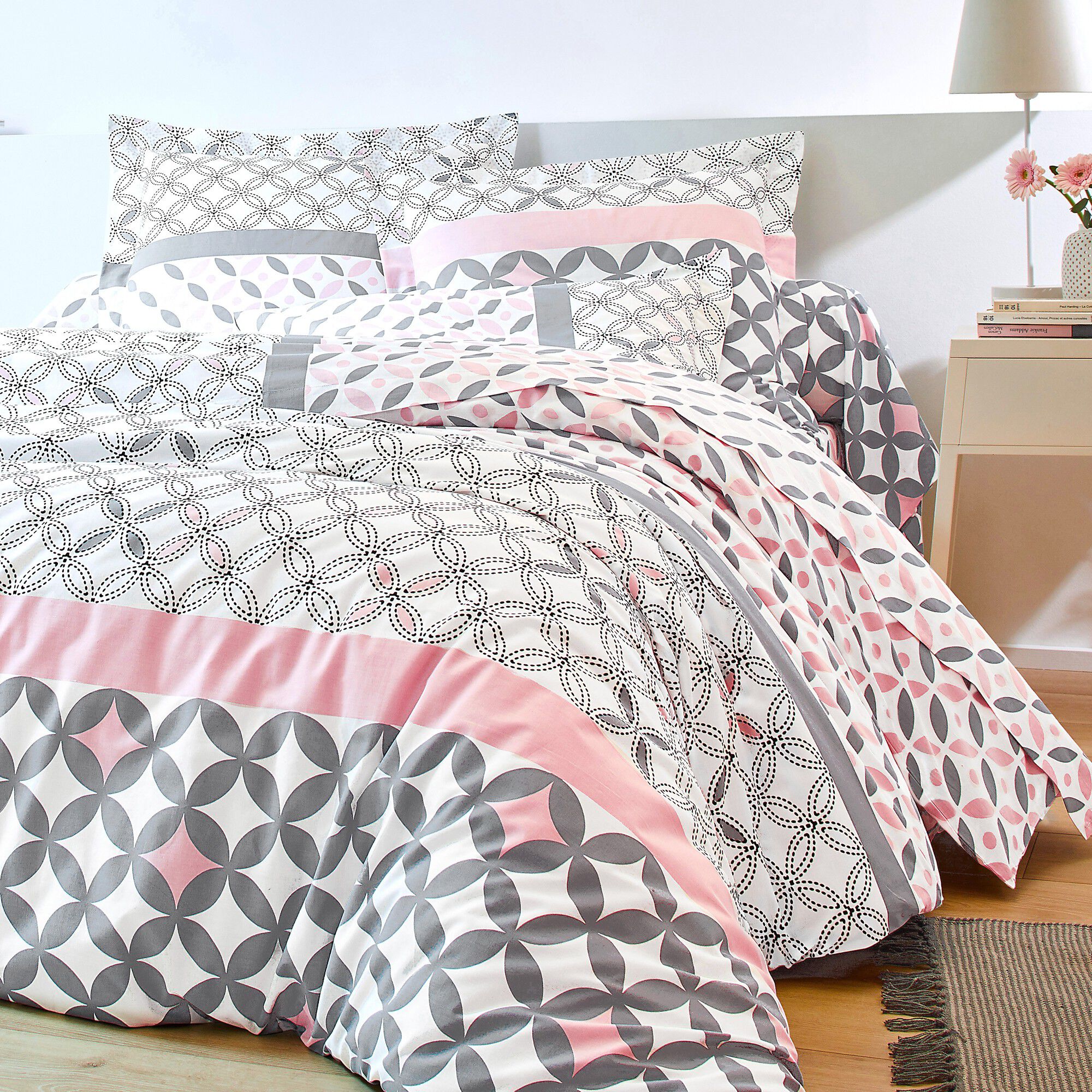 Linge de lit Marlow en coton motifs géométriques