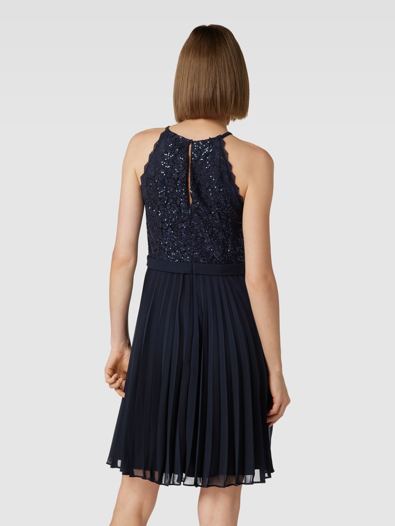 Cocktailkleid mit Plisseefalten in marineblau meliert
