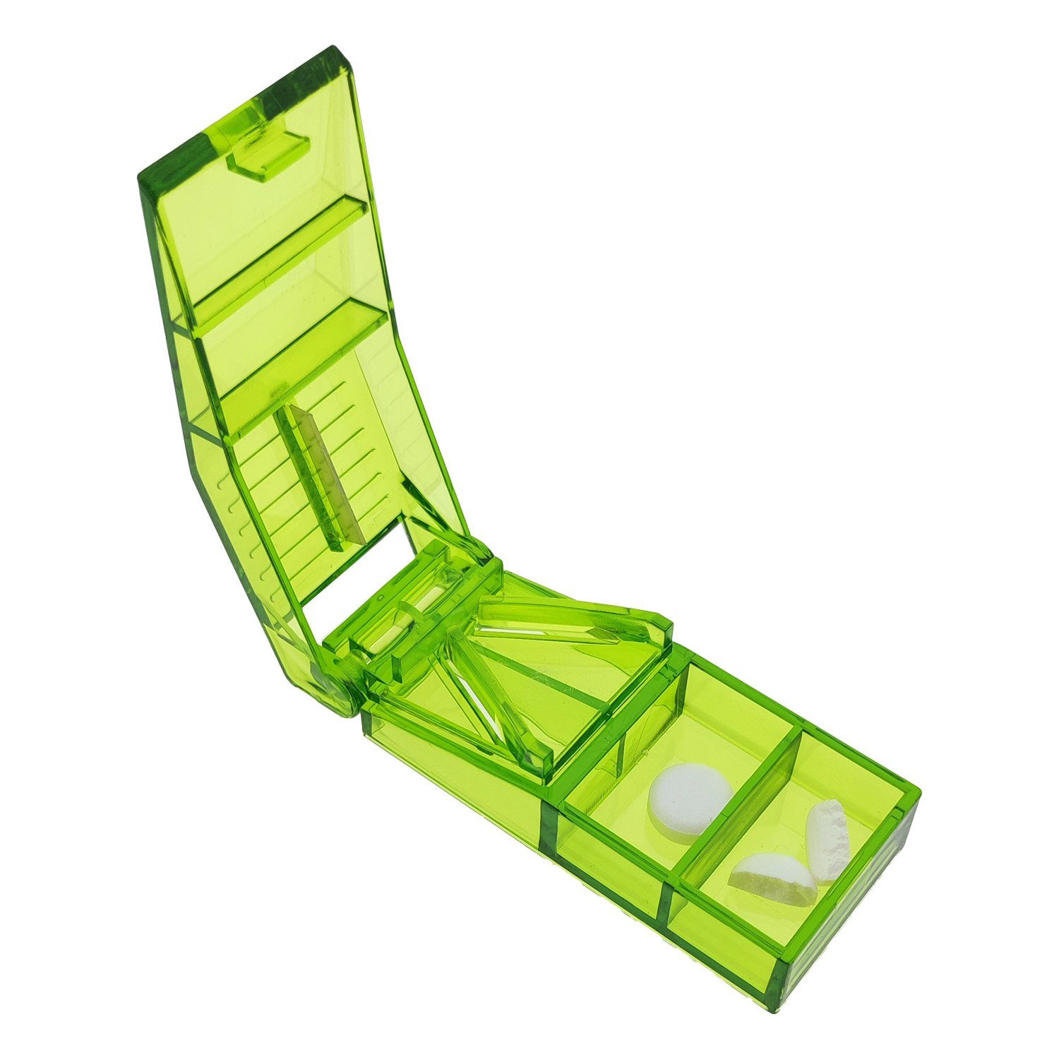 varivendo Zahndose Pillen-Teiler, ca, 8,5 x 3,5 cm, grün-transparent Pillenteiler Tablett