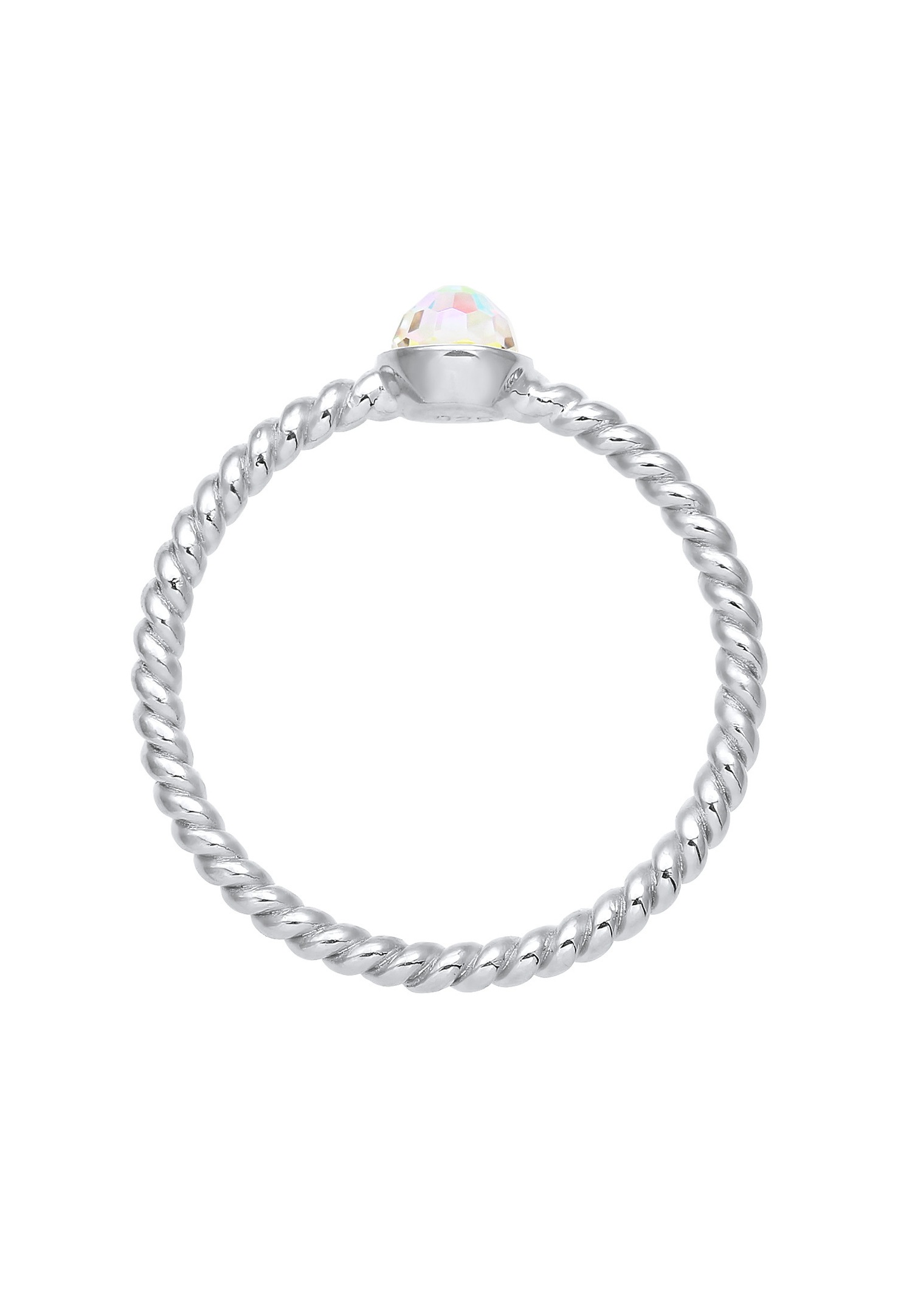 Dámsky prsteň Elli Twisted Solitaire s kryštálmi zo striebra 925, pozlátený zlatom