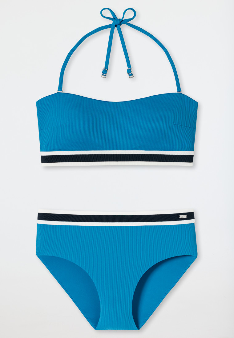 Bandeau Bikini-Set Softpads variable Träger Midi-Slip Ripp-Optik aquarium - Underwater