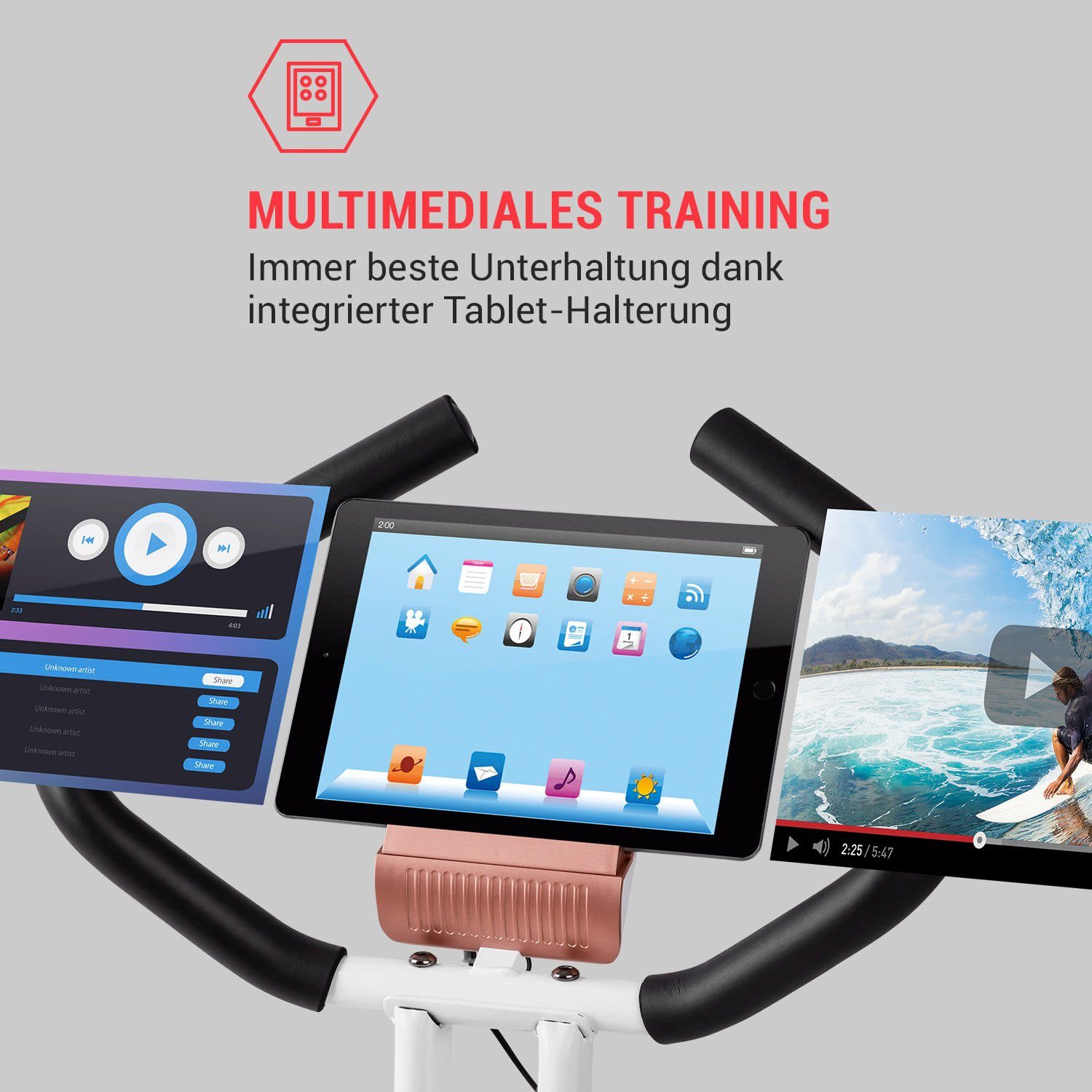 Capital Sports Fahrradtrainer Azura Air Heimtrainer X-Bike SilentBelt Magnetwiderstand faltbar (Tablet-Halterung;Pulsmesser im Haltegriff;Trainingscomputer mit LC-Display), Standfahrrad Heimtrainer Hometrainer Fahrrad klappbar Cardio Trainingsgerät A