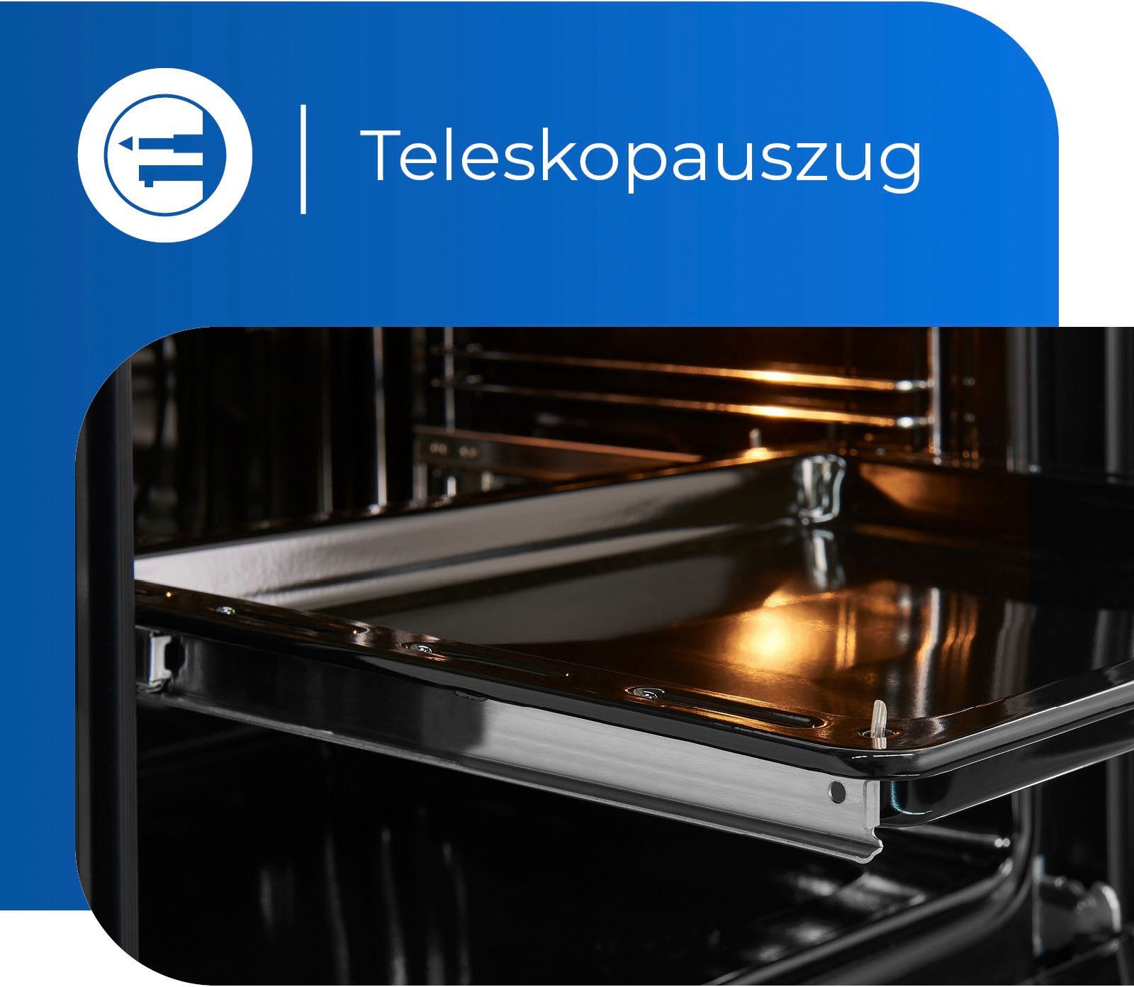 exquisit Backofen-Set BAKO76601H, mit Teleskopauszug nachrüstbar