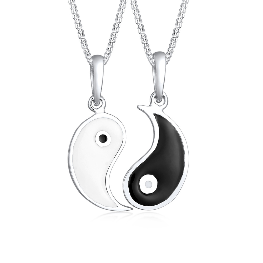 Elli Elli Collier Femmes Yin et Yang Pendentif Partenaire Spirituel Lien avec Émail en collier