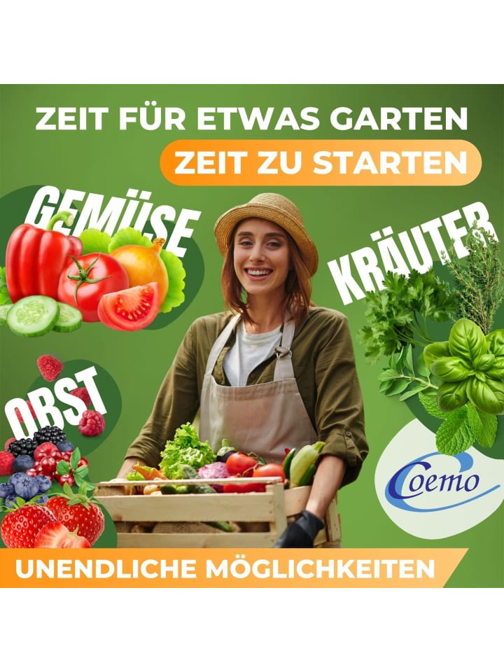 Coemo Hochbeet aus Holz mit Pflanzfolie und Ablage in Natur günstig kaufen