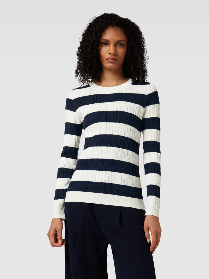 Strickpullover mit Blockstreifen in dunkelblau