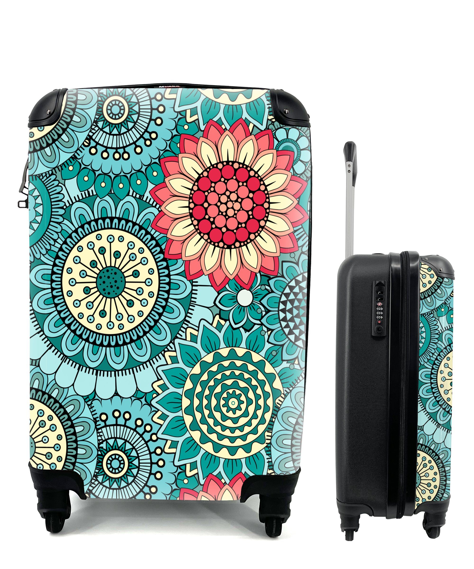 MuchoWow Handgepäckkoffer Mädchen - Blumen - Muster - Mädchen - Kinder - Kinder, 4 Rollen, Reisetasche mit rollen, Handgepäck für Ferien, Trolley, Reisekoffer