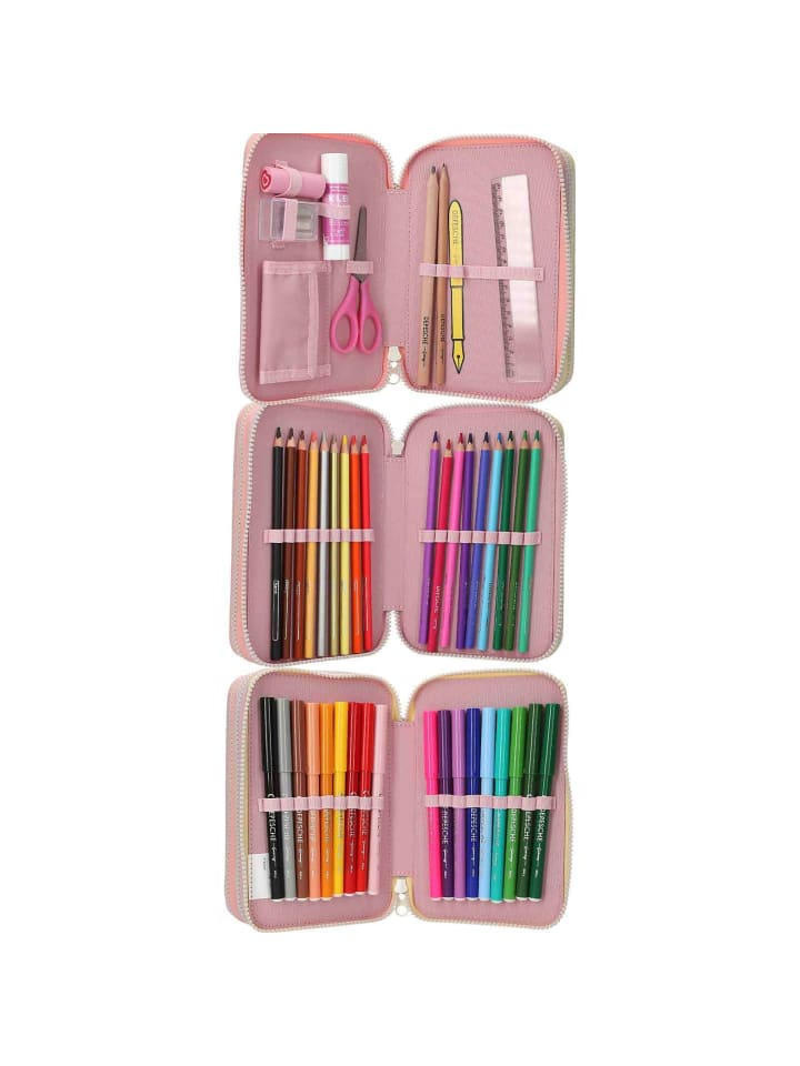 Depesche 3-Fach Federtasche Farbwolke inkl. Stifte Ylvi 7,5 x 13,5 x 20 cm in rosa günstig kaufen onesize
