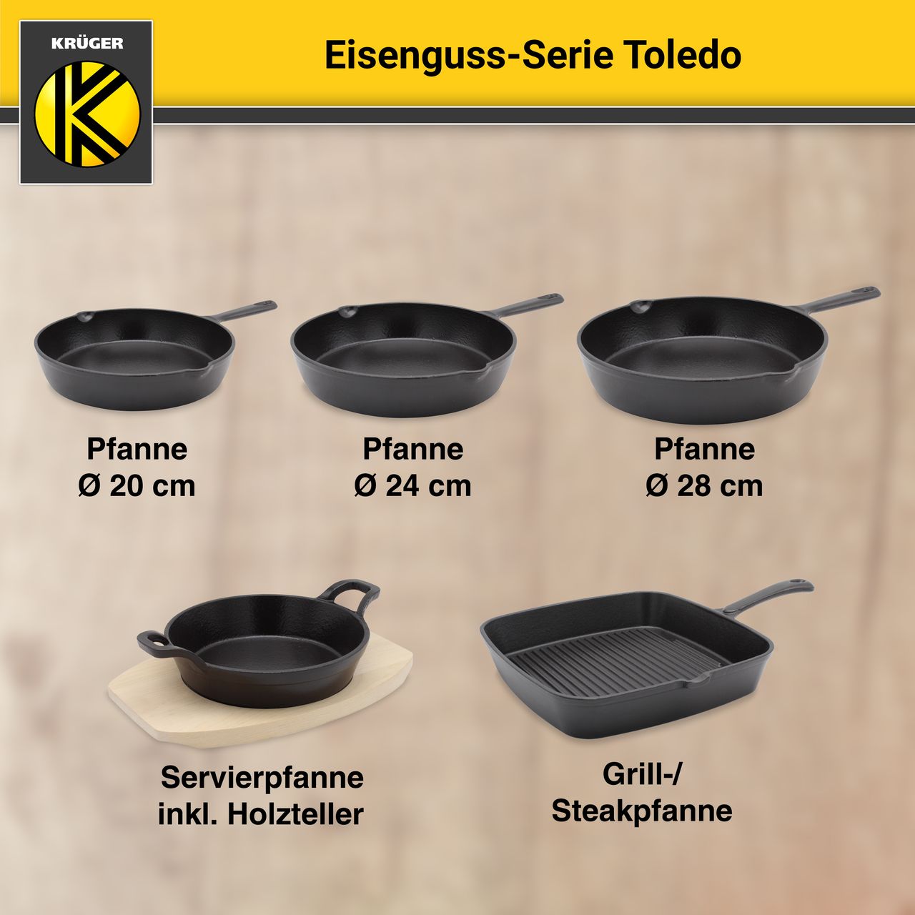 Karl Krüger Eisenguss Pfanne TOLEDO, 28 cm