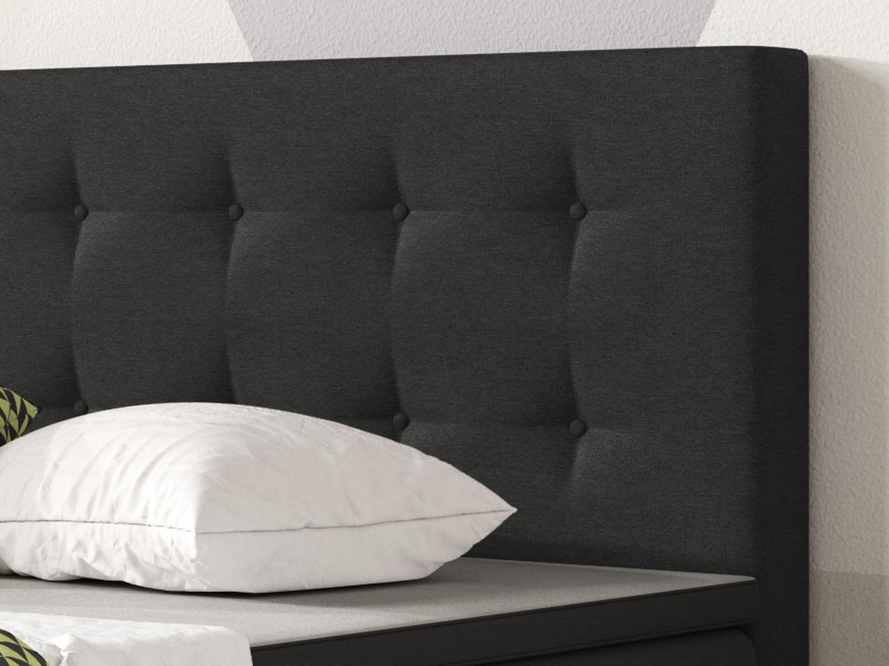 IHG Boxspringbett Köln 140x200 Webstoff Schwarz