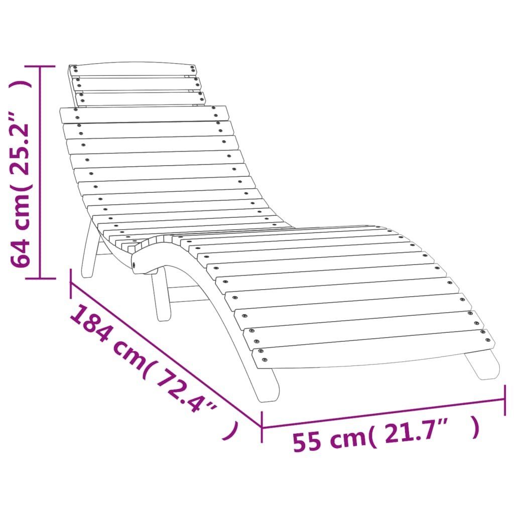 vidaXL Wellnessliege Sonnenliege Weiß 184x55x64 cm Massivholz Akazie