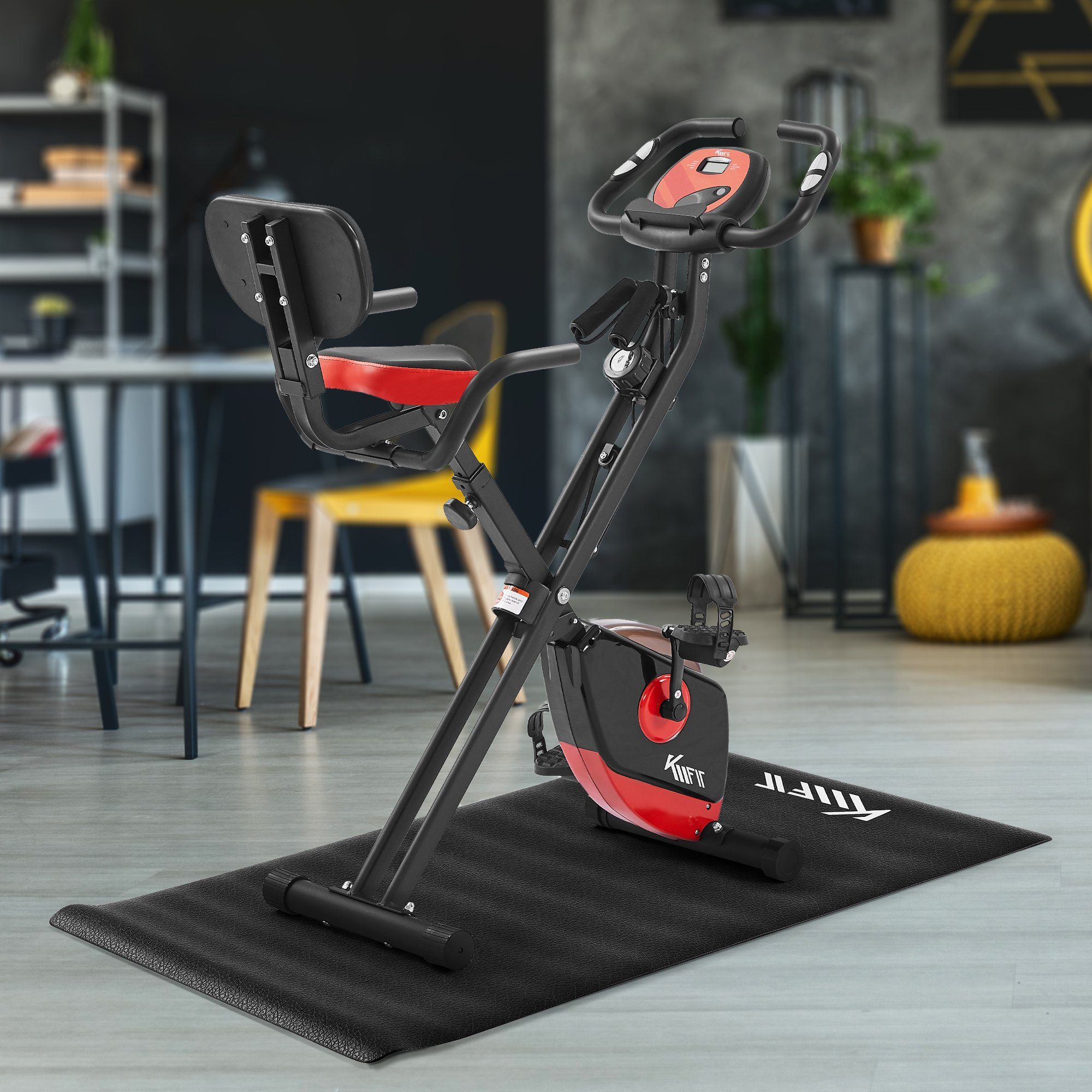 KM - Fit Heimtrainer Fahrrad Fitness, Cardio&Krafttraining, zusammenklappbar, bis 100 kg (Set, 4-tlg)