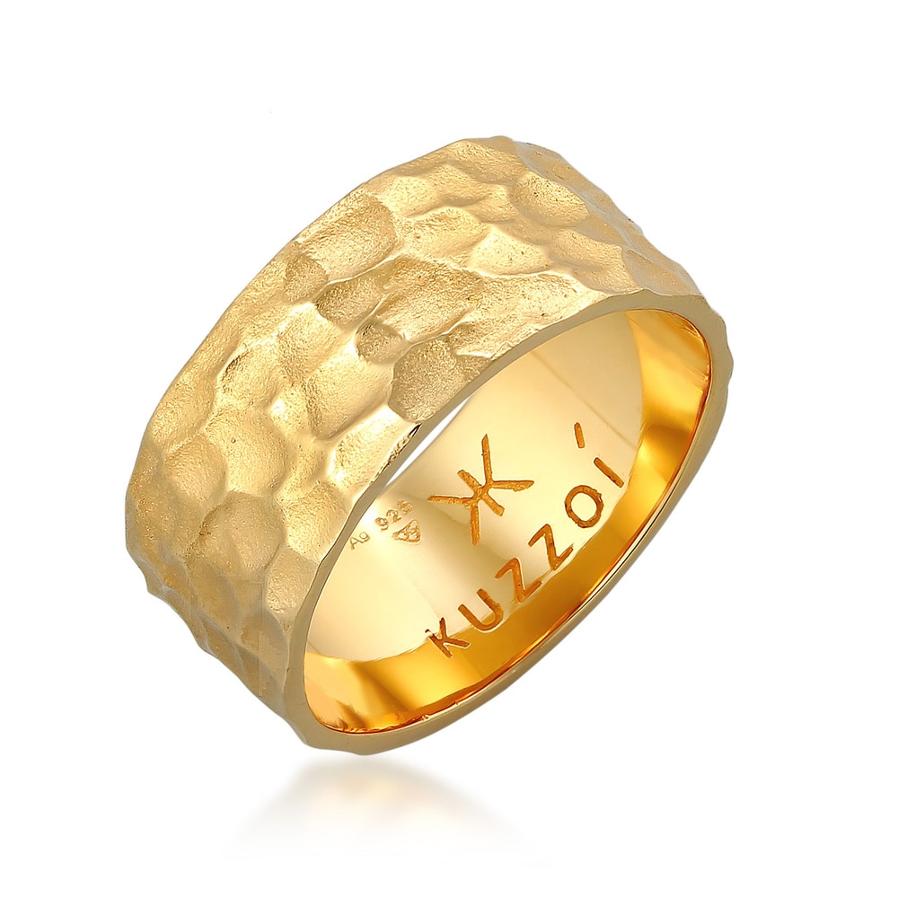 KUZZOI KUZZOI Bague Bague pour homme en argent sterling 925, martelée et massive. Bague