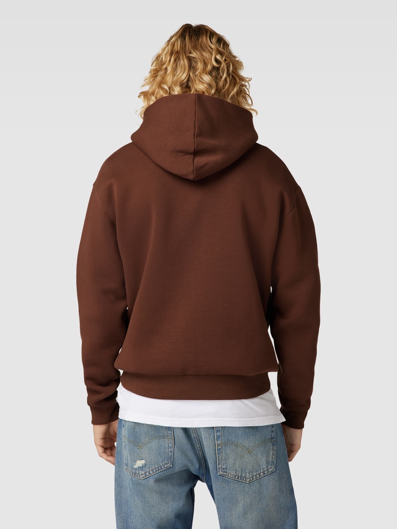 Hoodie mit Label-Print in dunkelbraun