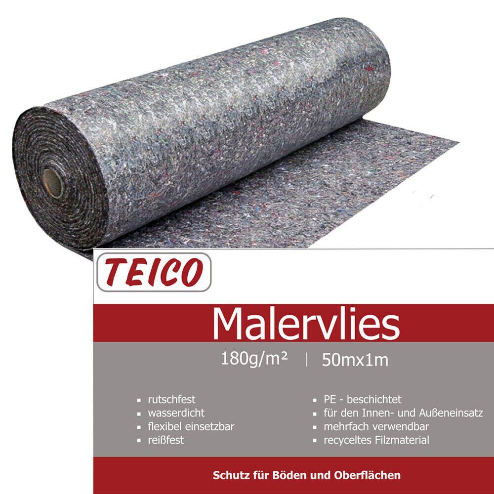 Teico Malervlies Abdeckvlies, Malerabdeckvlies, 50m² Rolle, 100cm x 50 m, 180g/m²
