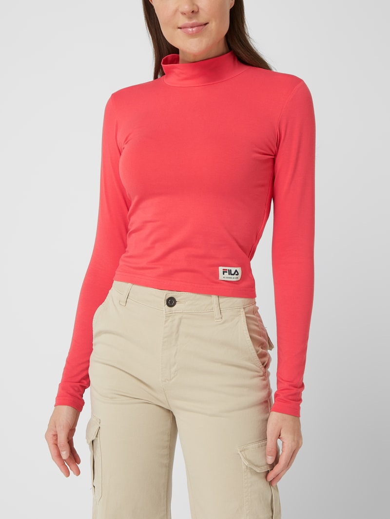 Longsleeve mit Logo-Detail Modell 'Tarsia' in rot