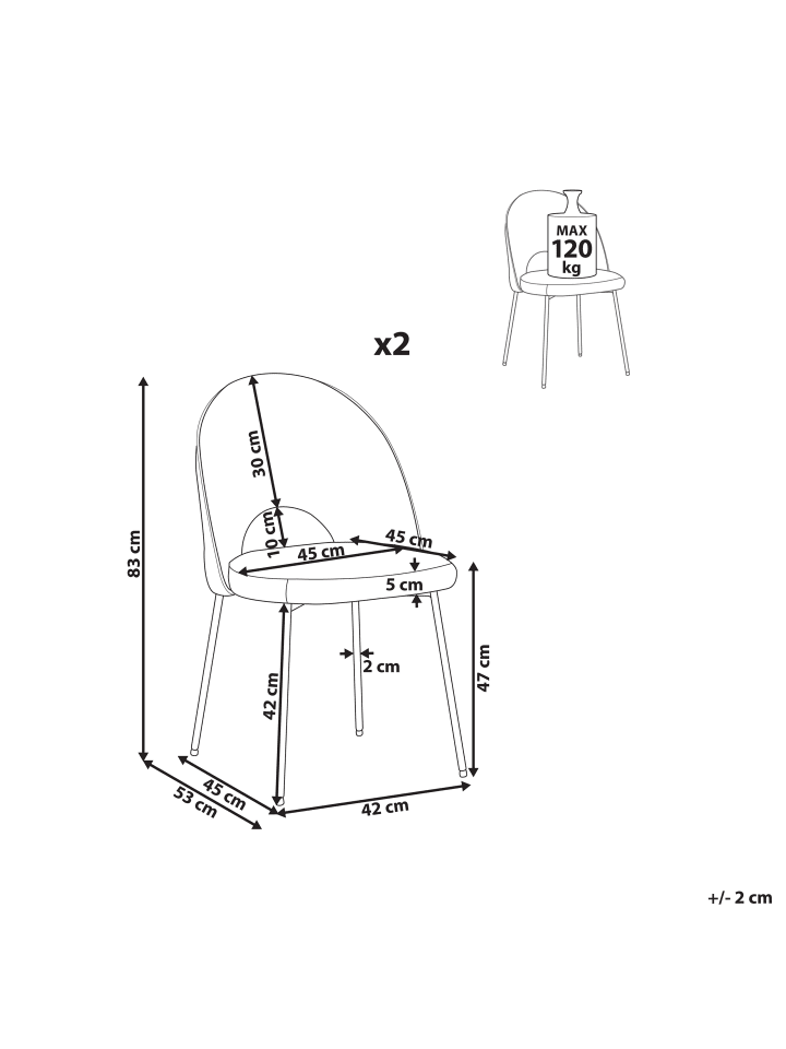 Beliani 2er-Set Esszimmerstuhl COVELO in Grün/Schwarz günstig kaufen onesize