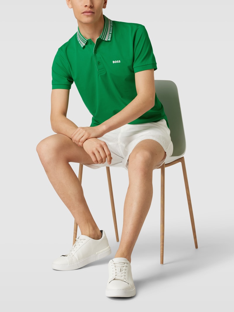 Poloshirt mit Label-Details Modell 'Paule' in hellgrün
