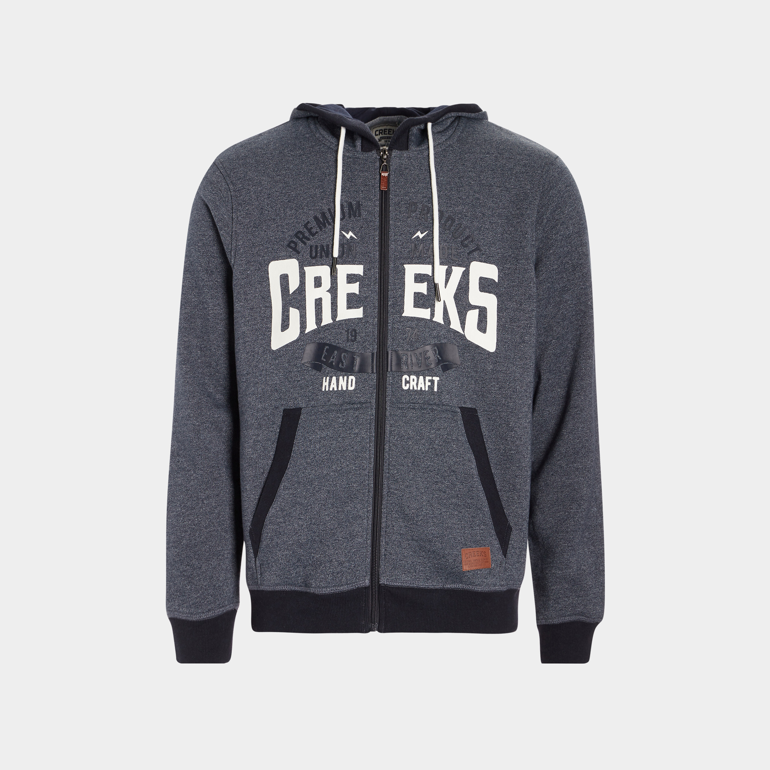 Sweat zippé à capuche Creeks bleu marine homme | La Halle